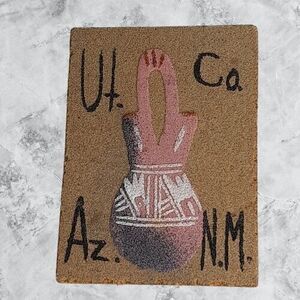 Vtg 4 Corners Sand Art Refrigerator Magnet Navajo Native American Pottery Design